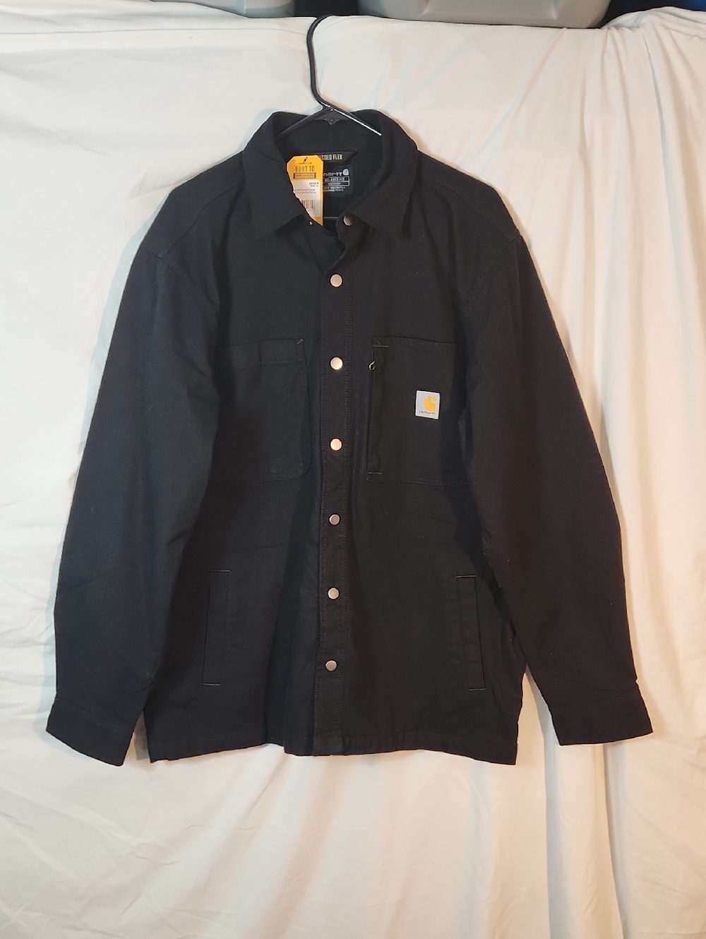 Carhartt Rugged Flex Canvas fleece Lined Snap Front Shirt Jacket - Picture 2 of 12